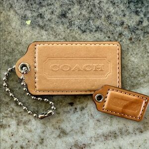 Coach Beige Leather Keychain Duo